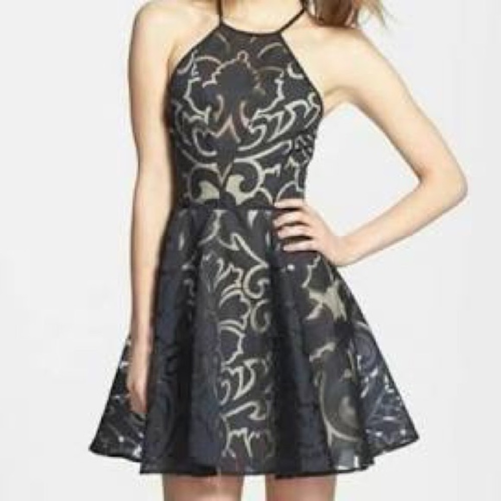 KEEPSAKE Romantic Rebel Black Lace Overlay Dress High Neck small